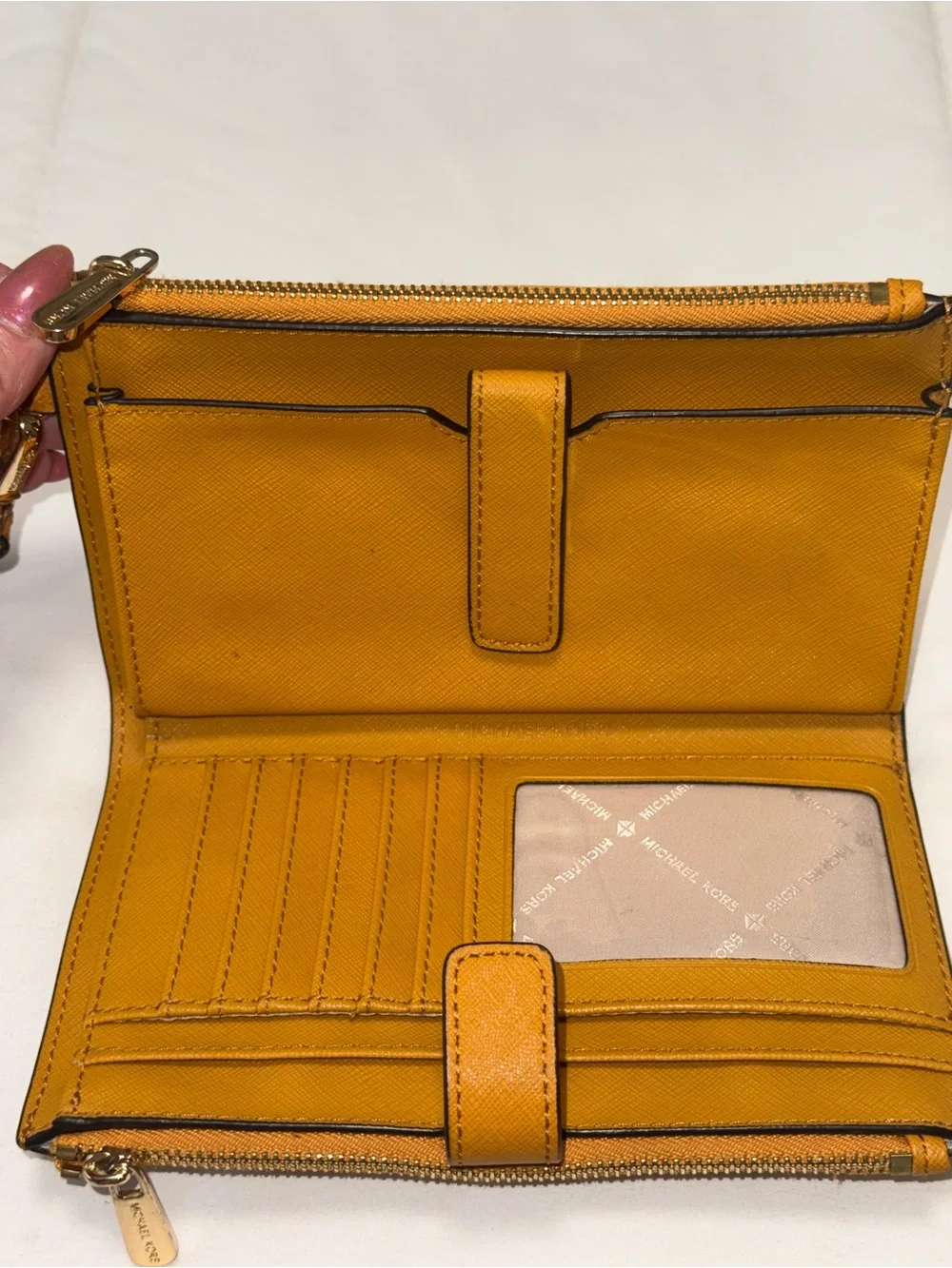 NWOT- MICHAEL KORS Saffianno  Leather Wristlet/ wallet mustard